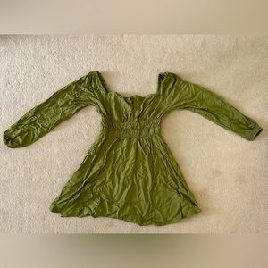Olive Green Long Sleve Mini Dress